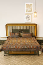 Fancy Multani 3pc Khadar Bed Sheet KBS20 - Rust Brown