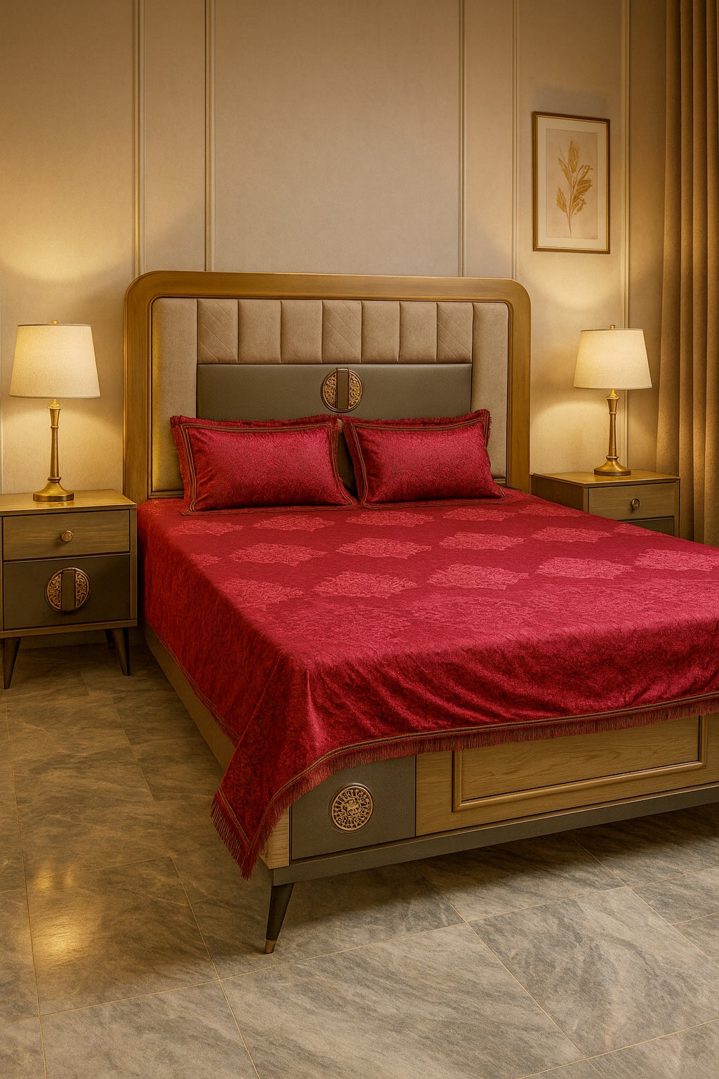 King Size 3pcs Palachi Bed Sheet PBS02 - Maroon