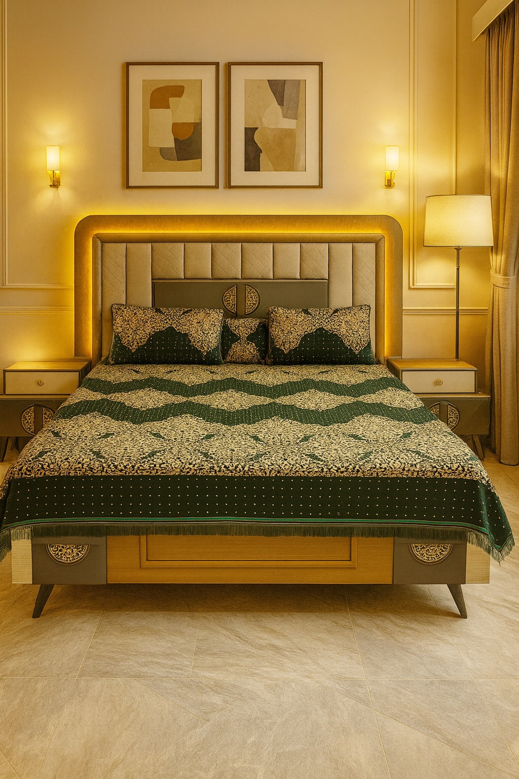 King Size 4pcs Bridal Velvet Bed Sheet