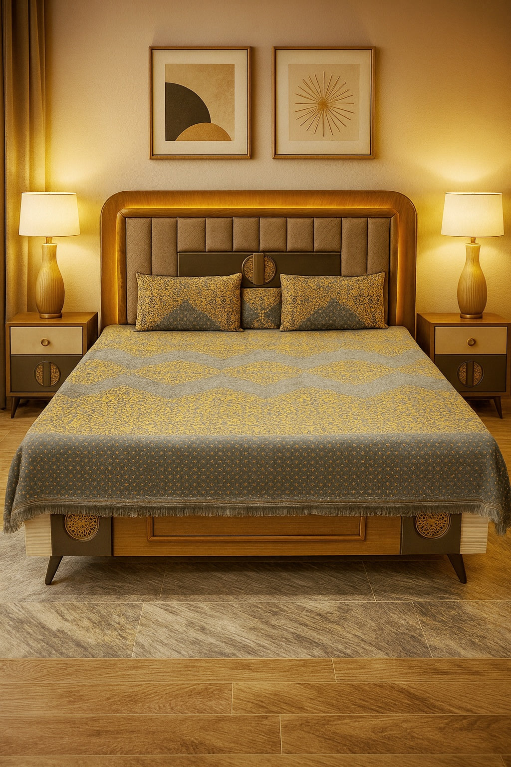 King Size 4pcs Bridal Velvet Bed Sheet