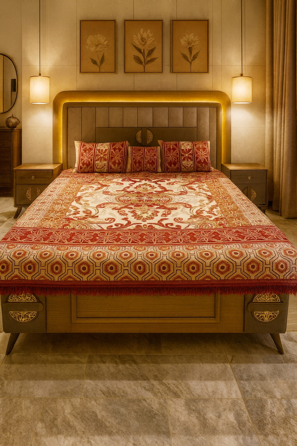 King Size 4pcs Foamy Velvet Bed Sheet FBS17 - Maroon