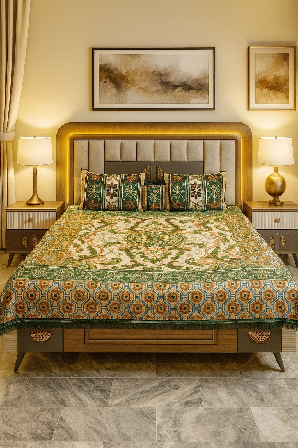 King Size 4pcs Foamy Velvet Bed Sheet FBS18 - Green