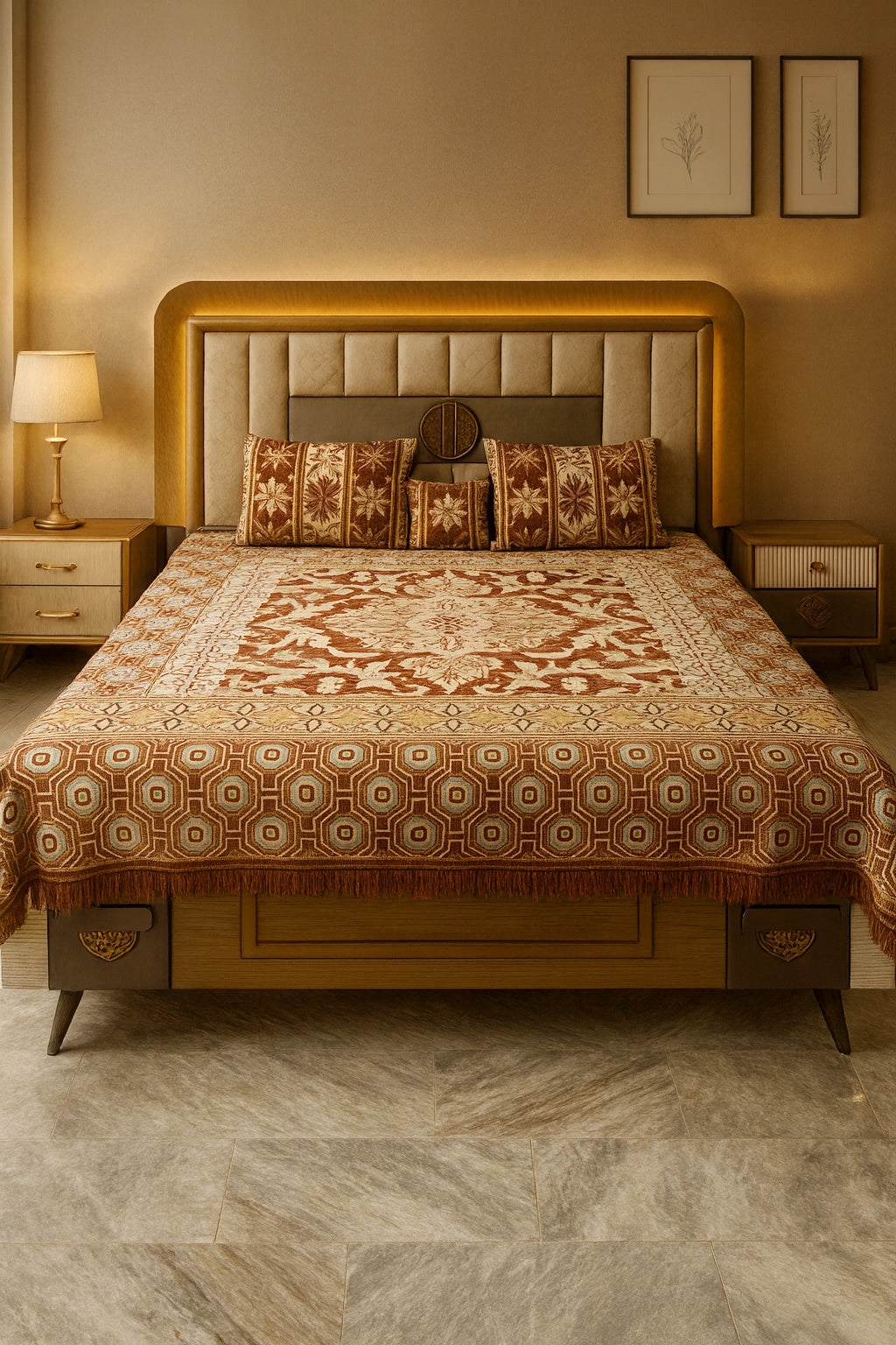 King Size 4pcs Foamy Velvet Bed Sheet