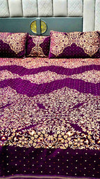 King Size 4pcs Bridal Velvet Bed Sheet