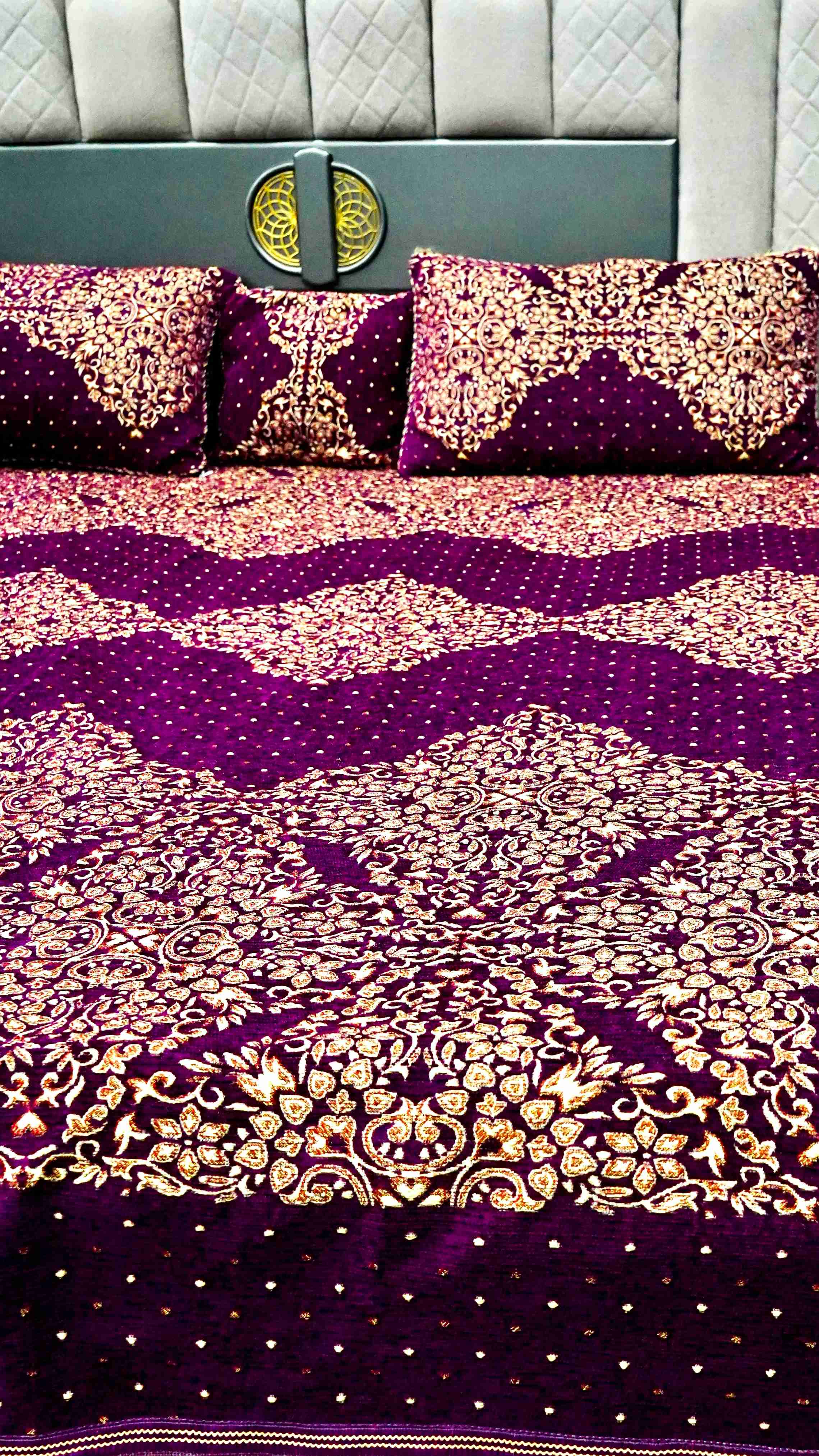 King Size 4pcs Bridal Velvet Bed Sheet