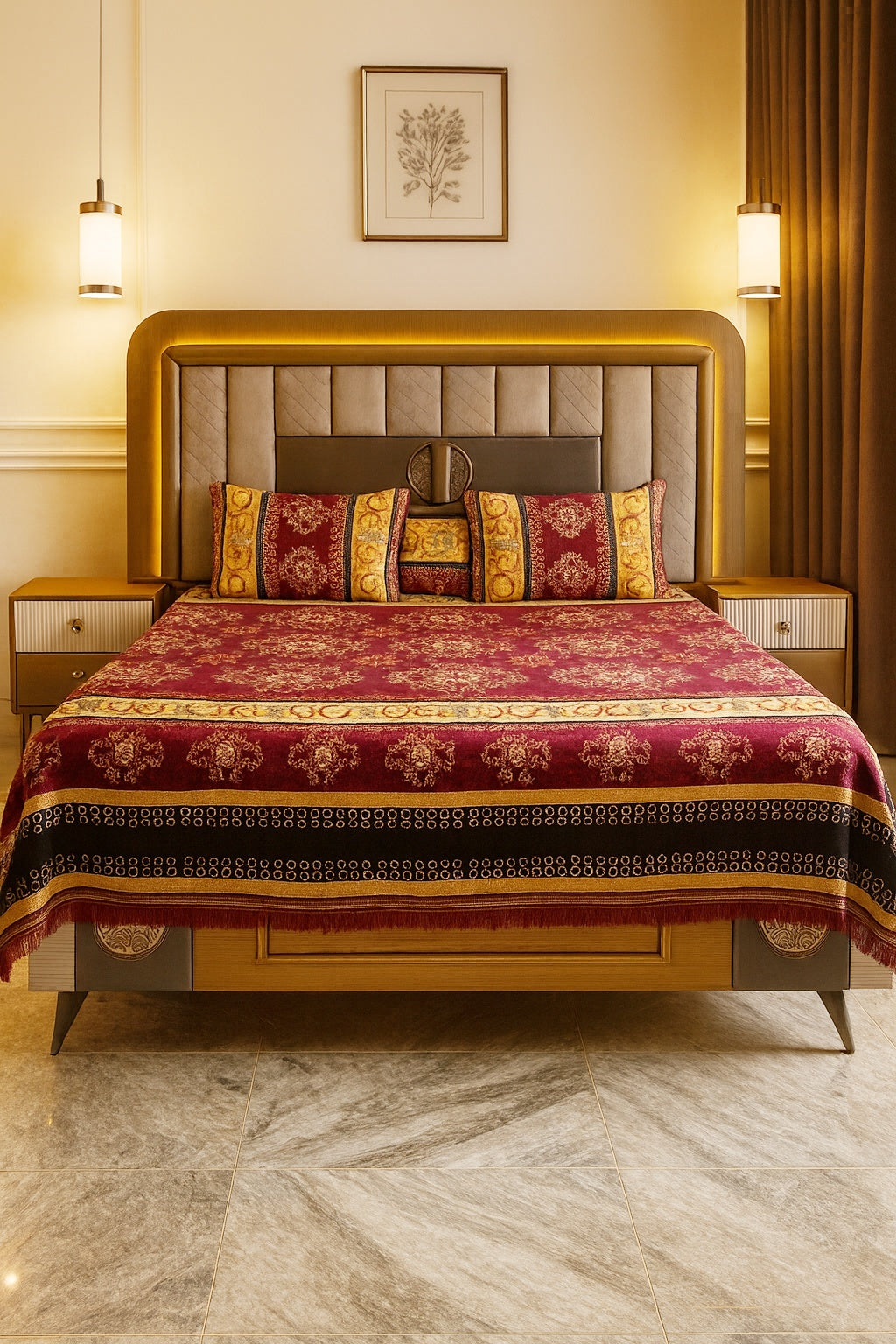 King Size 4pcs Luxury Velvet Bed Sheet