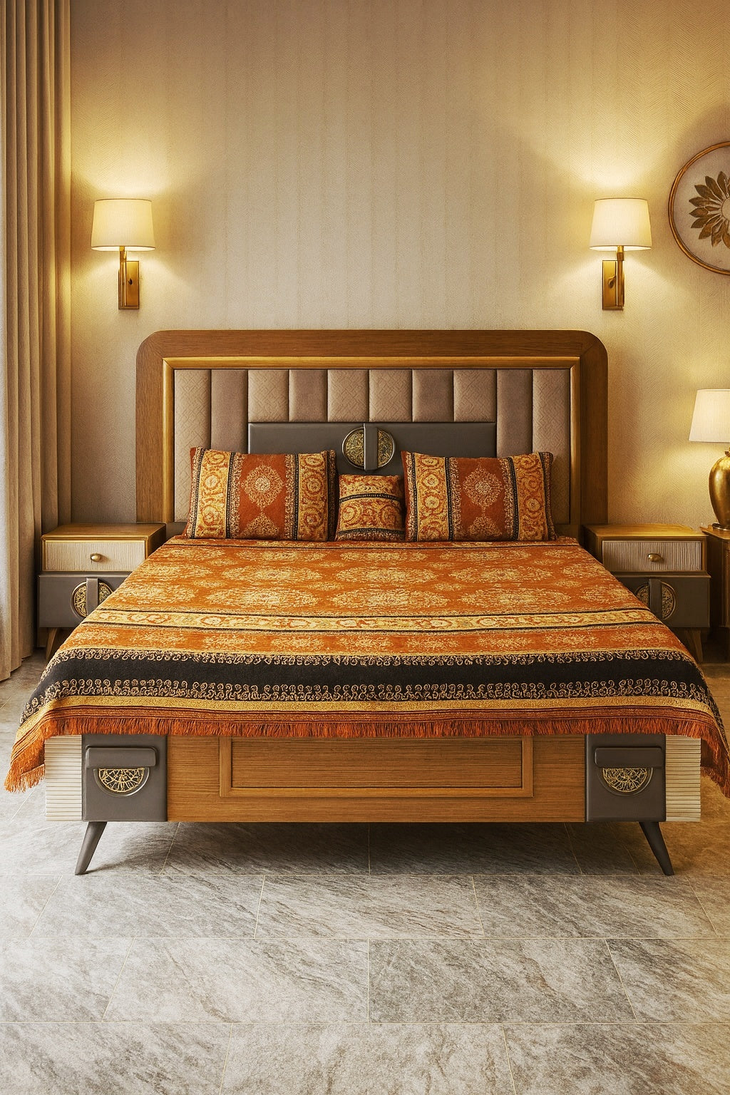 King Size 4pcs Luxury Velvet Bed Sheet