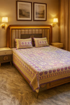 Traditional Multani 3pc Khadar Bed Sheet KBS24 - Purple