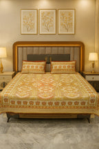 Traditional Multani 3pc Khadar Bed Sheet KBS25 - Rust Orange